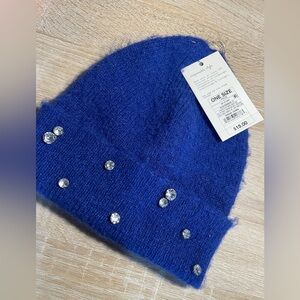 A New Day Women's ROYAL BLUE Knit  Fold-Over Beanie Bling One Size Fits Most (Q)